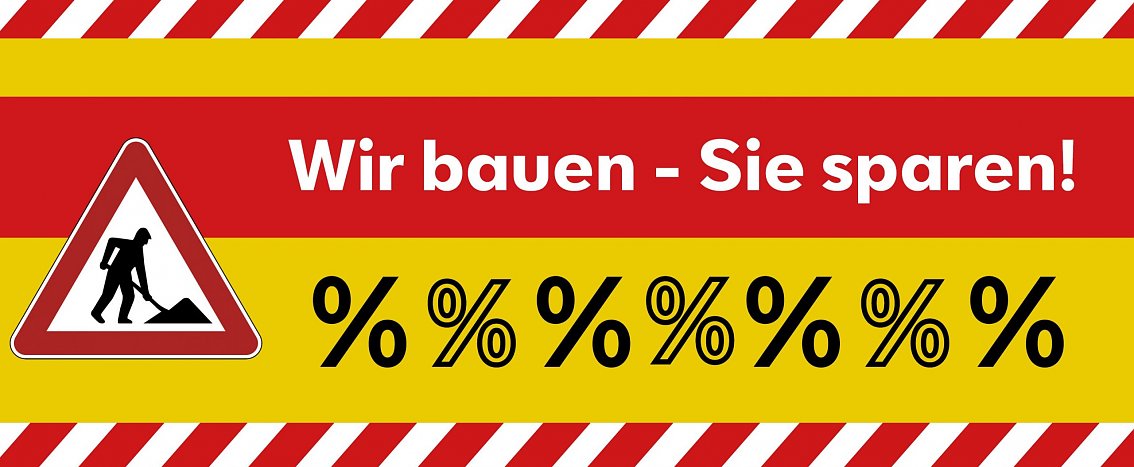 Plakat: Baustellenpreise - Rabattaktion (Foto: Ratio Mobil)