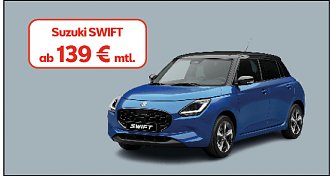 Fahrzeugbild Neuwagen Suzuki Swift, freigestellt vor blauem Hintergrund(Suzuzki)